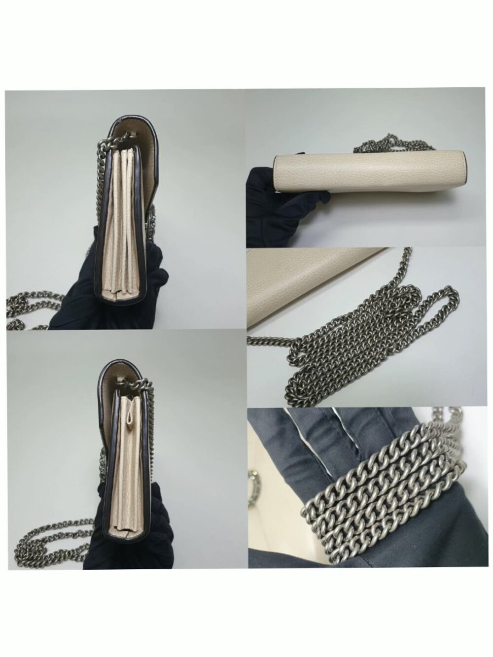 Authentic Gucci Dionysus Chain Wallet White Leather Shoulder Bag - Picture 6 of 11